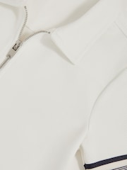 Reiss White Wills Textured Half Zip Polo Shirt - Image 4 of 4