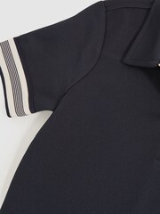 Reiss Navy Blue Wills Textured Half Zip Polo Shirt - Image 4 of 4