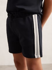 Reiss Navy Blue Terry 3-9 yrs Side Stripe Textured Shorts - Image 3 of 4