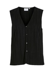 VILA Black V-Neck Sleeveless Cardigan - Image 1 of 2