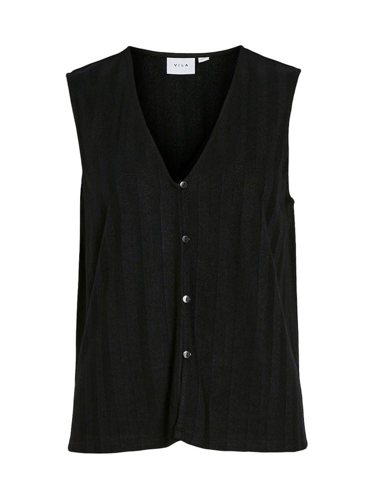 VILA Black V-Neck Sleeveless Cardigan - Image 1 of 2