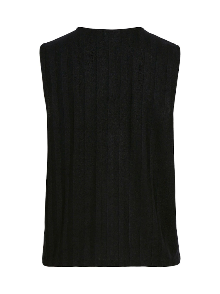VILA Black V-Neck Sleeveless Cardigan - Image 2 of 2
