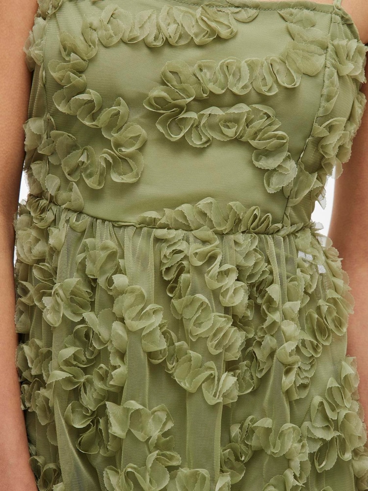 VILA Green Embroidered Cami Midi Dress - Image 4 of 4