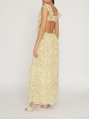 VILA Yellow Sleeveless Ruffle Maxi Dress - Image 3 of 5