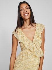 VILA Yellow Sleeveless Ruffle Maxi Dress - Image 4 of 5