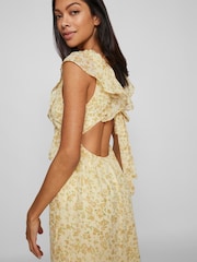 VILA Yellow Sleeveless Ruffle Maxi Dress - Image 5 of 5