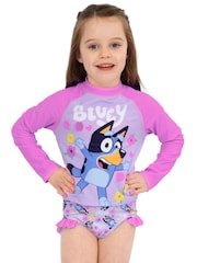 Character Pink Long Sleeve Swimsuit With Frills - Image 2 of 11
