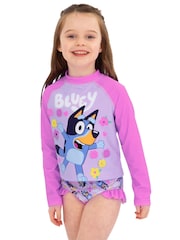 Character Pink Long Sleeve Swimsuit With Frills - Image 5 of 11