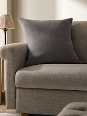 Grey 59 x 59cm Soft Velour Cushion - Image 1 of 5