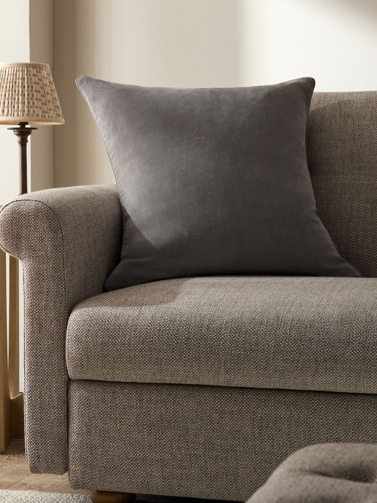Grey 59 x 59cm Soft Velour Cushion - Image 1 of 5
