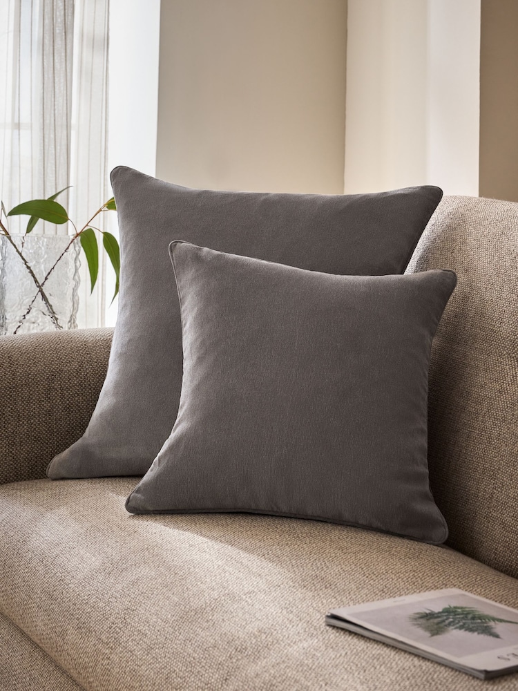 Grey 59 x 59cm Soft Velour Cushion - Image 2 of 5