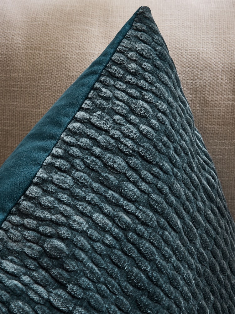 Blue 59 x 59cm Chenille Pebble Cushion - Image 3 of 3 Blue 59 x 59cm Chenille Pebble Cushion - Image 3 of 3