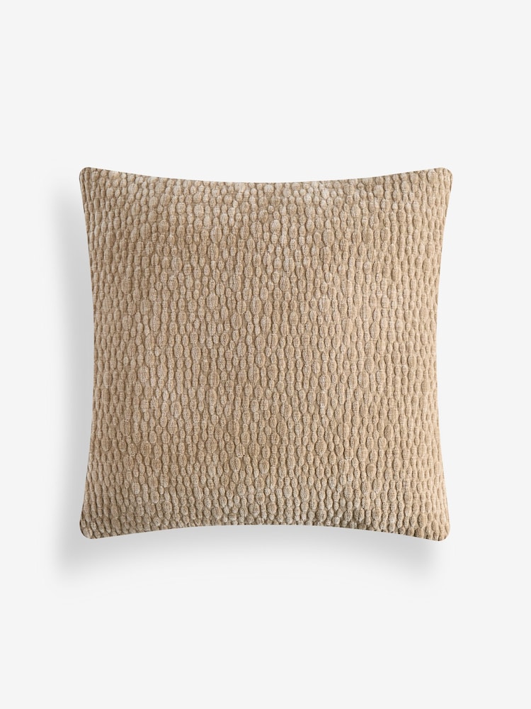 Natural 59 x 59cm Chenille Pebble Cushion - Image 1 of 2 Natural 59 x 59cm Chenille Pebble Cushion - Image 1 of 2