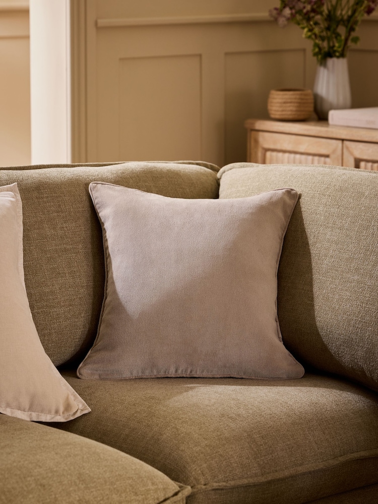 Stone Soft Velour Cushion - Image 1 of 4 Stone Soft Velour Cushion - Image 1 of 4