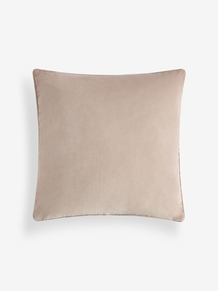 Stone Soft Velour Cushion - Image 2 of 4 Stone Soft Velour Cushion - Image 2 of 4