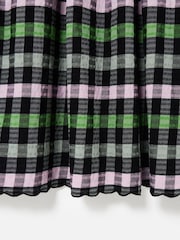Oliver Bonas Black Checked Scalloped Strappy Midi Dress - Image 7 of 7