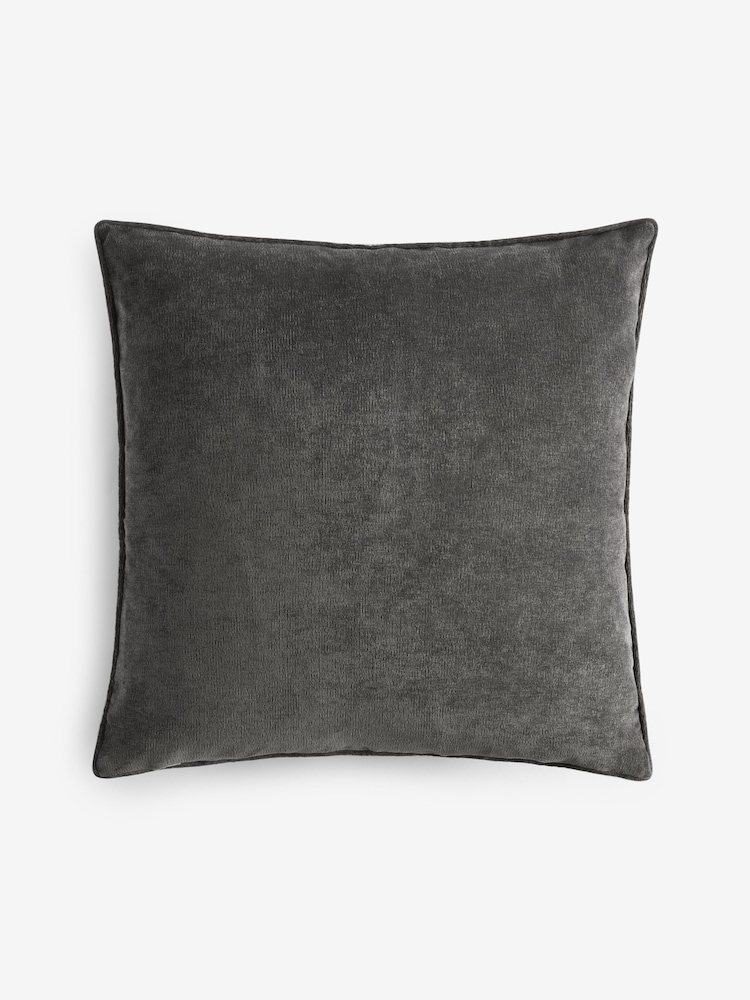 Charcoal Grey Soft Velour Cushion - Image 2 of 2 Charcoal Grey Soft Velour Cushion - Image 2 of 2