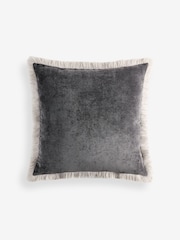 Soft Velour Contrast Fringe Cushion - Obraz 1 z 2