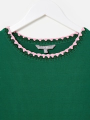 Oliver Bonas Green Crochet Trim Midi Dress - Image 5 of 7