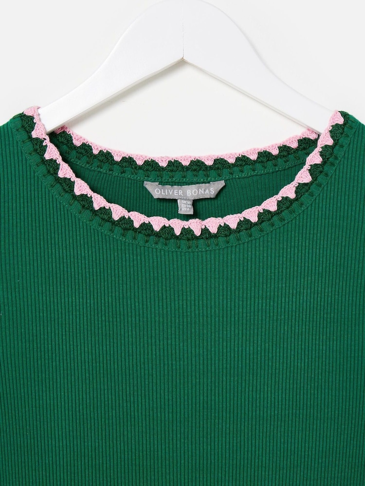 Buy Oliver Bonas Green Crochet Trim Midi Dress from Next USA