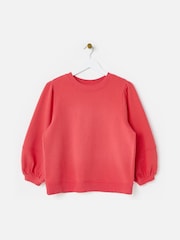 Oliver Bonas Red Lantern Sleeve 100% Cotton Sweatshirt - Image 3 of 7