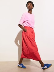 Oliver Bonas Red Elasticated Pleated Midi Skirt - Image 1 of 7