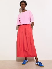 Oliver Bonas Red Elasticated Pleated Midi Skirt - Image 3 of 7