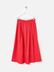 Oliver Bonas Red Elasticated Pleated Midi Skirt - Image 6 of 7