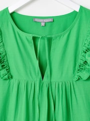 Oliver Bonas Green Ladder Trim Tiered Mini Dress - Image 6 of 8