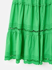 Oliver Bonas Green Ladder Trim Tiered Mini Dress - Image 7 of 8