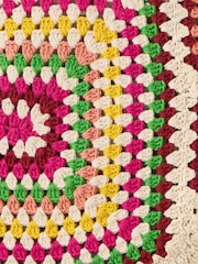 Oliver Bonas Cream Rectangular Granny Square Crochet Tote Bag - Image 5 of 6