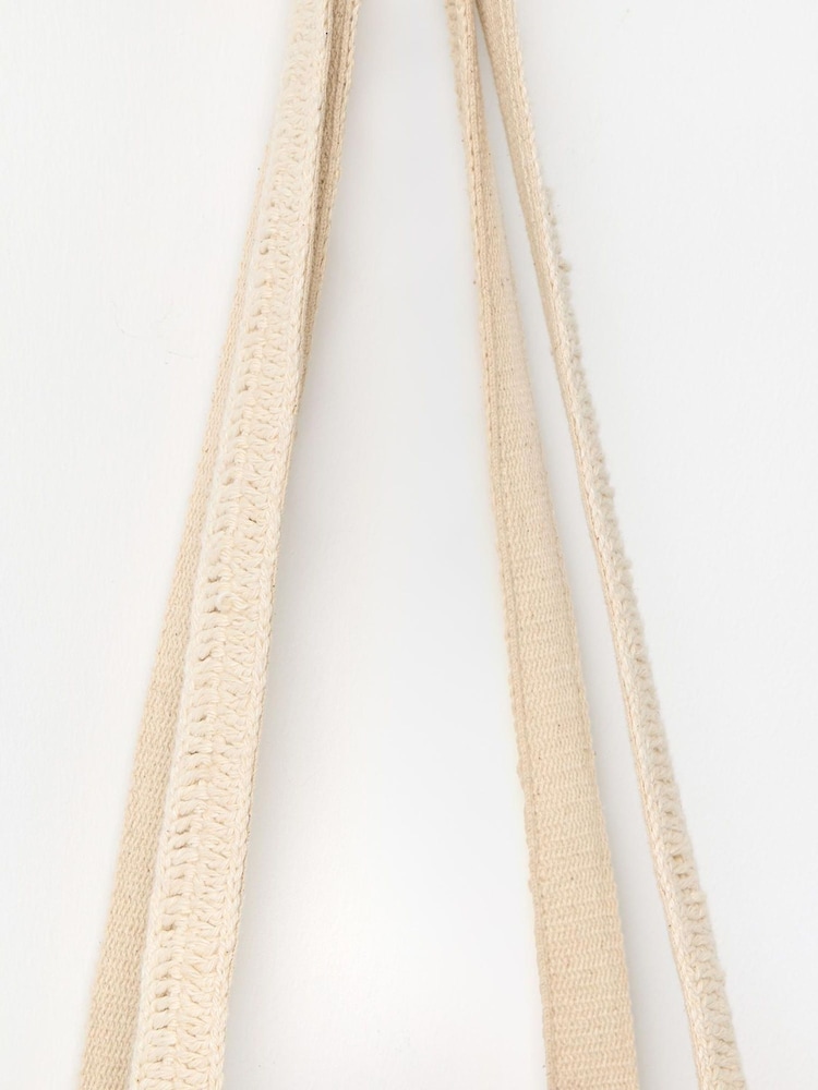 Oliver Bonas Cream Rectangular Granny Square Crochet Tote Bag - Image 6 of 6