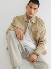 River Island Grey Clean Zipper Overshirt - Image 3 of 5