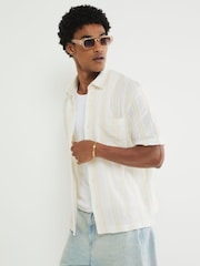 River Island Cream Stripe Crochet Shirt - Image 2 of 4