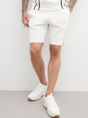 River Island Cream Slim Laid On Taped Shorts - Image 1 of 3