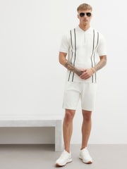 River Island Cream Slim Laid On Taped Shorts - Image 3 of 3
