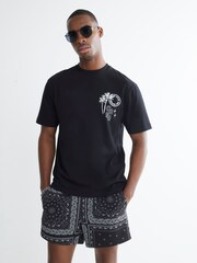 River Island Black Casa Hotel Beaded 100% Cotton T-Shirt - Image 2 of 4