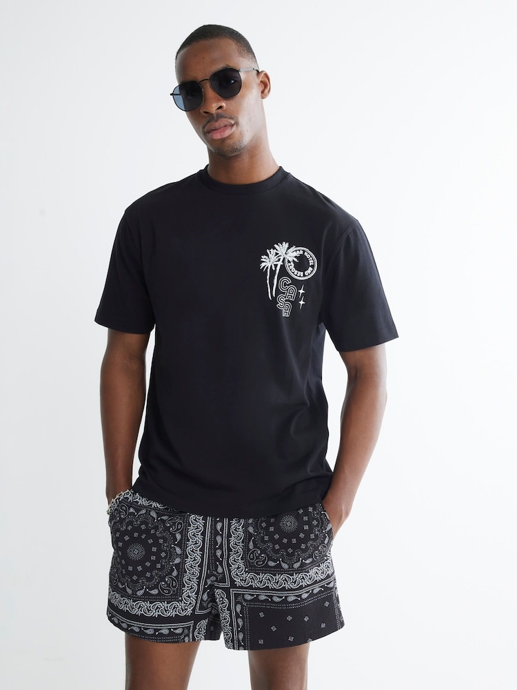River Island Black Casa Hotel Beaded 100% Cotton T-Shirt - Image 2 of 4 River Island Black Casa Hotel Beaded 100% Cotton T-Shirt - Image 2 of 4