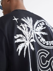 River Island Black Casa Hotel Beaded 100% Cotton T-Shirt - Image 4 of 4