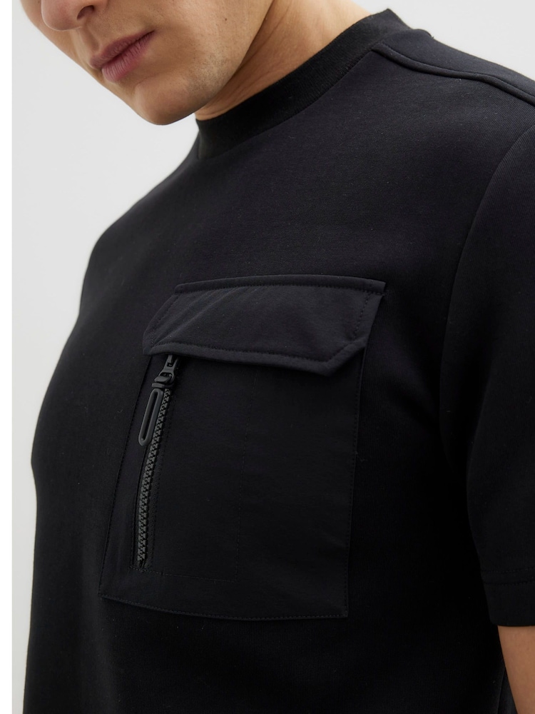 River Island Black Slim Fit Short Sleeve Pocket T-Shirt - Image 3 of 3 River Island Black Slim Fit Short Sleeve Pocket T-Shirt - Image 3 of 3