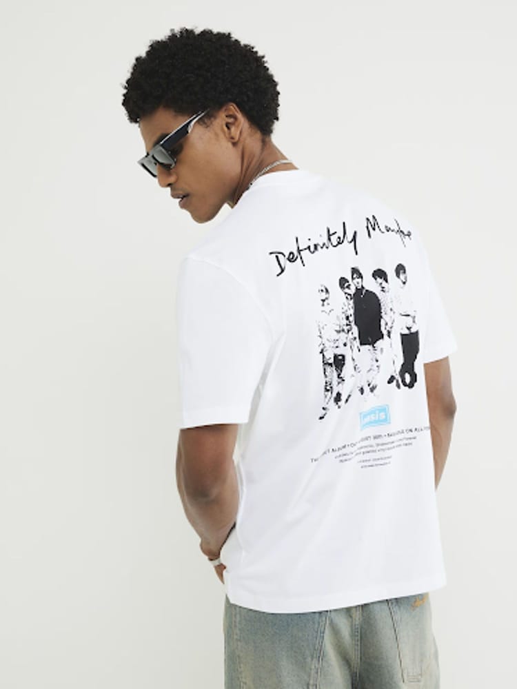 River Island White Oasis Definitely 100% Cotton T-Shirt - Image 1 of 7