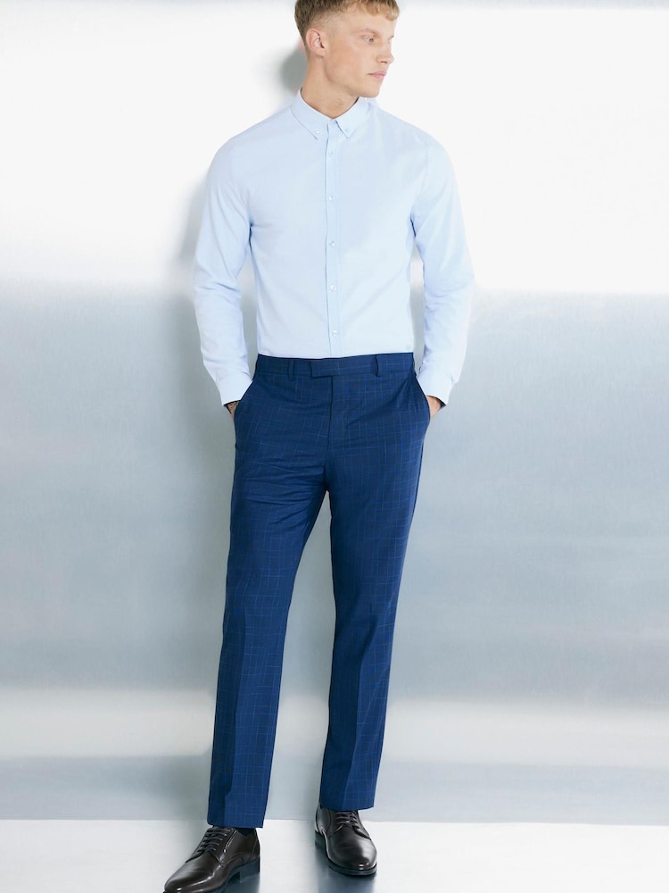 River Island Blue Muscle Fit Textured Shirt - Image 1 of 3 River Island Blue Muscle Fit Textured Shirt - Image 1 of 3