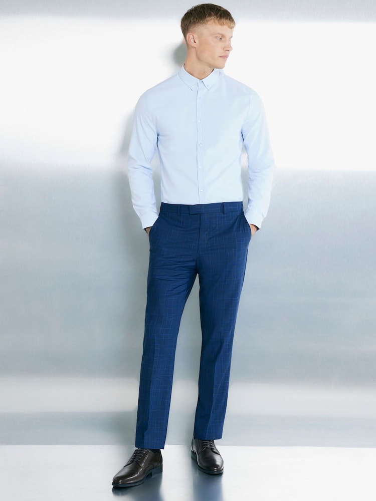 River Island Blue Muscle Fit Textured Shirt - Image 3 of 3 River Island Blue Muscle Fit Textured Shirt - Image 3 of 3