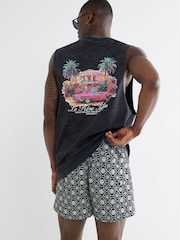 River Island Black Multi Colour Geo Print Swim Shorts - Image 2 of 4