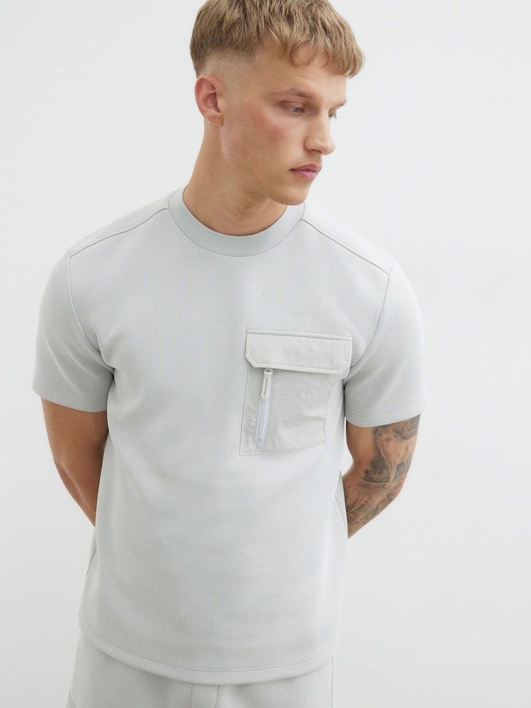 River Island Grey Slim Fit Short Sleeve Pocket T-Shirt - Image 3 of 3