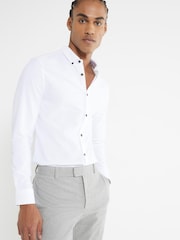 River Island White Muscle Fit Textured Shirt - Image 1 of 1