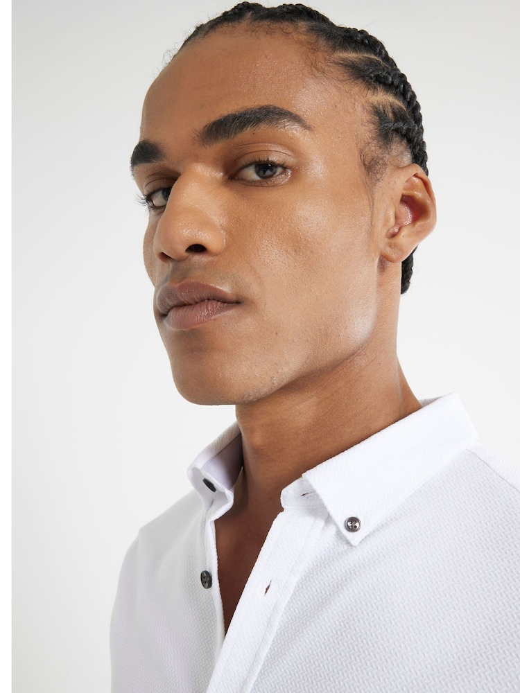 Bela - River Island Muscle Fit Textured Shirt - Slika 2 iz 3