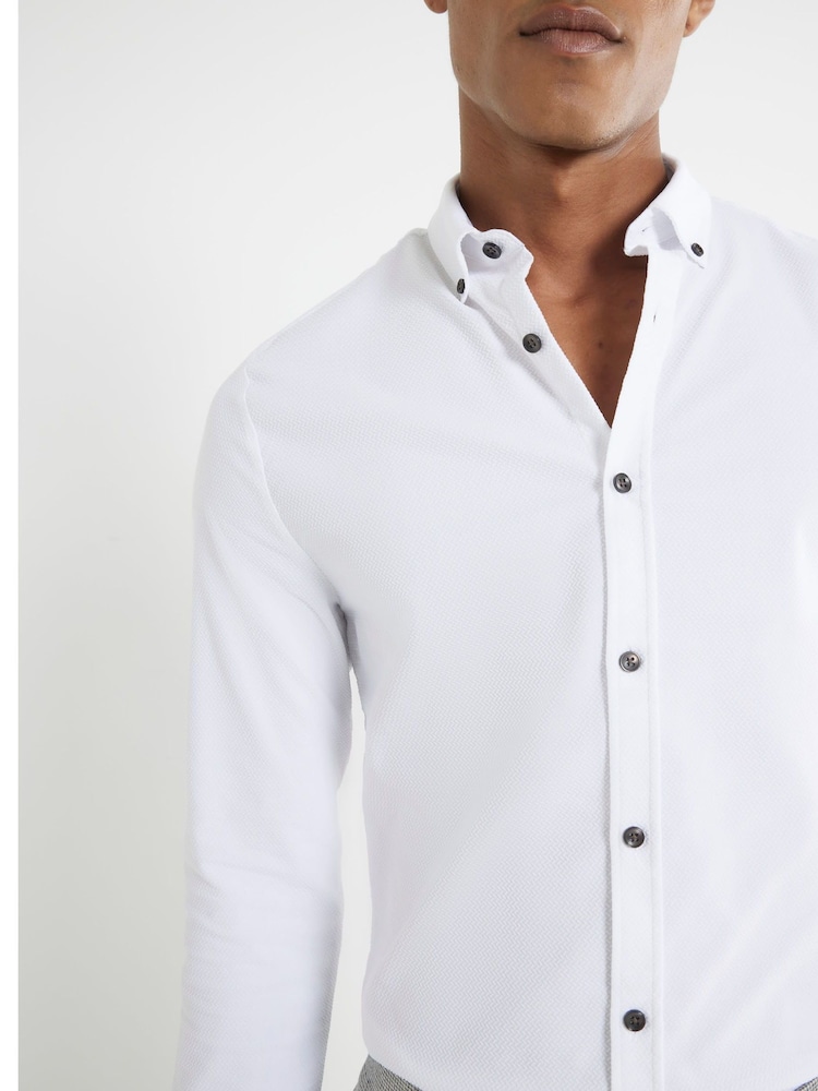Bela - River Island Muscle Fit Textured Shirt - Slika 3 iz 3