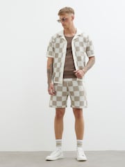 River Island Brown Checkerboard 100% Cotton Shirt - Image 4 of 4