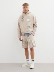 River Island Cream Americana Badge 100% Cotton Hoodie - Image 1 of 3